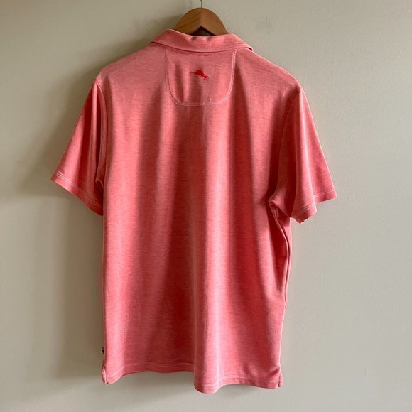 Tommy Bahama Salmon Pink Polo Shirt Short Sleeve Mens Size M Athletic Button Up - Picture 6 of 6